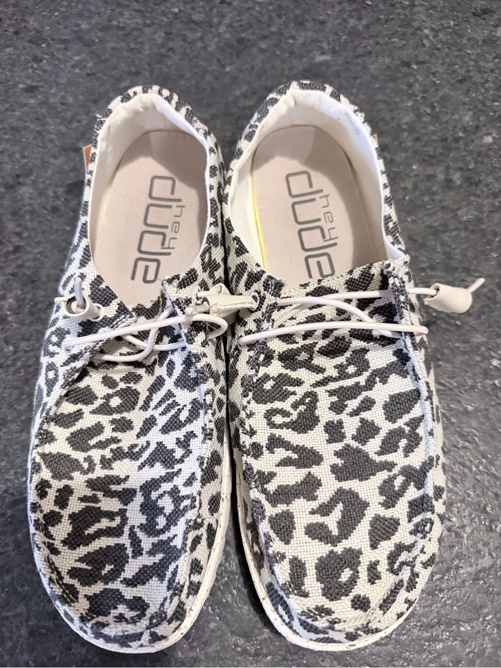 Hey Dude Women's Leopard Print Casual Shoes in White and Black